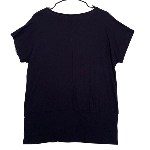 B.L.E.U. Elegant Navy Blue Embroidered Top – Size M - Picture 6 of 7